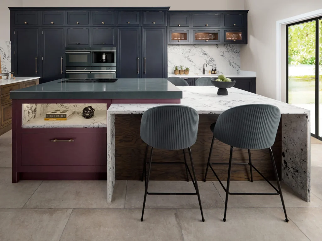 marble navy kitchen