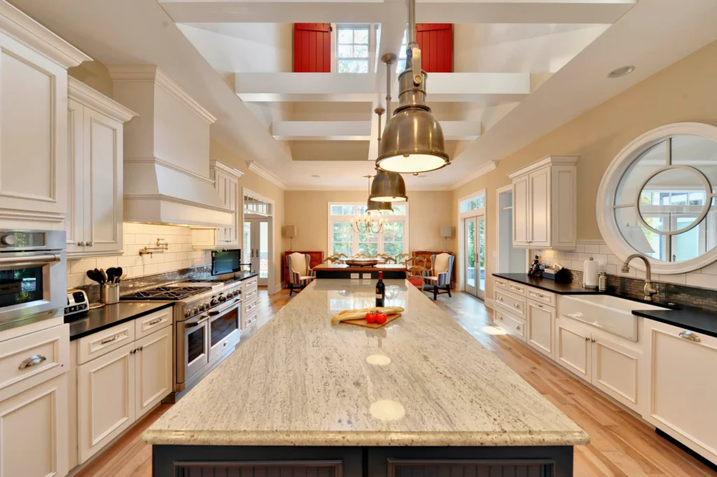 quartz and marble kitchen