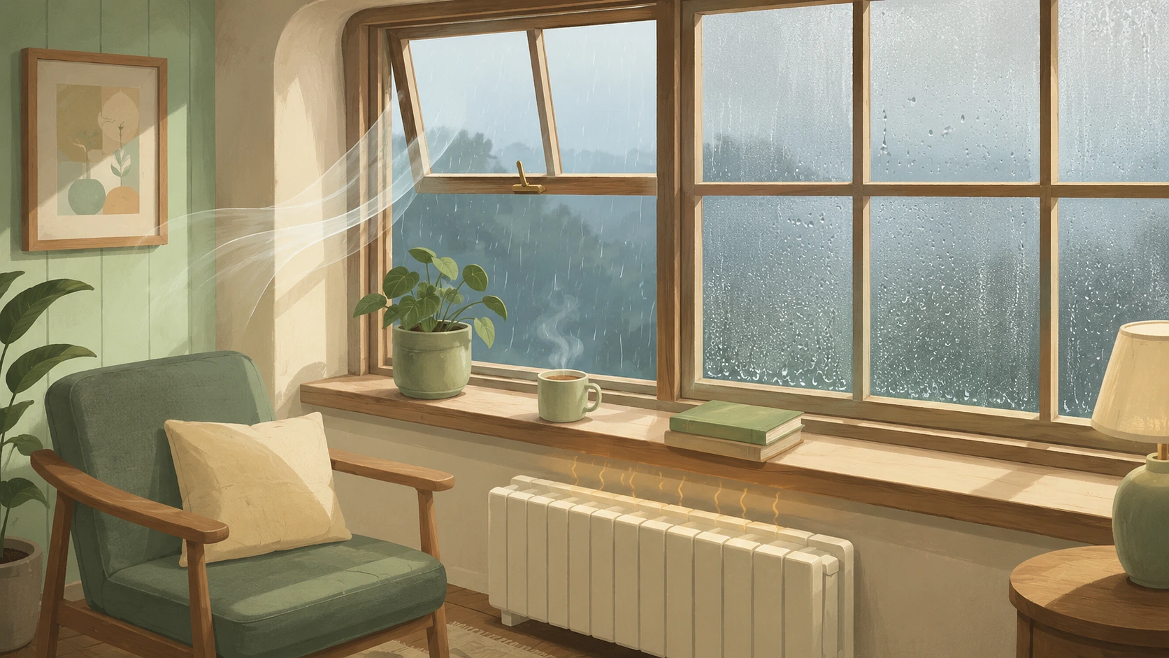 The Cold Bedroom Is Why The Windows Are Wet By 7am